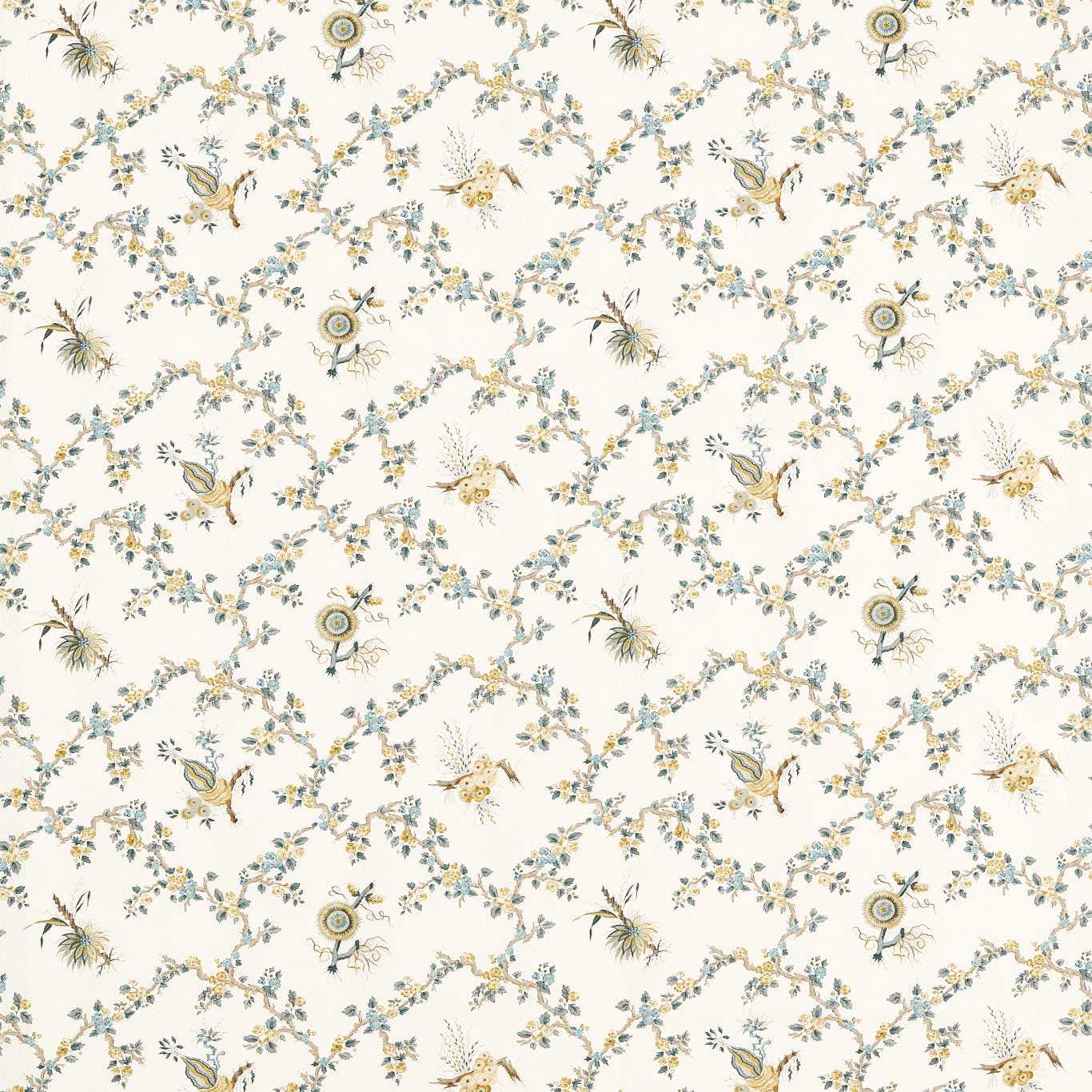 Sanderson - Trelliage Chamomile/Chalk Fabric - DGDF227177 - Morris Wallpaper