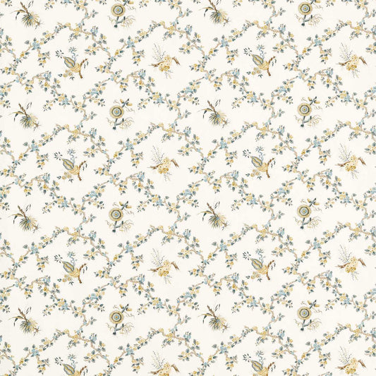 Sanderson - Trelliage Chamomile/Chalk Fabric - DGDF227177 - Morris Wallpaper
