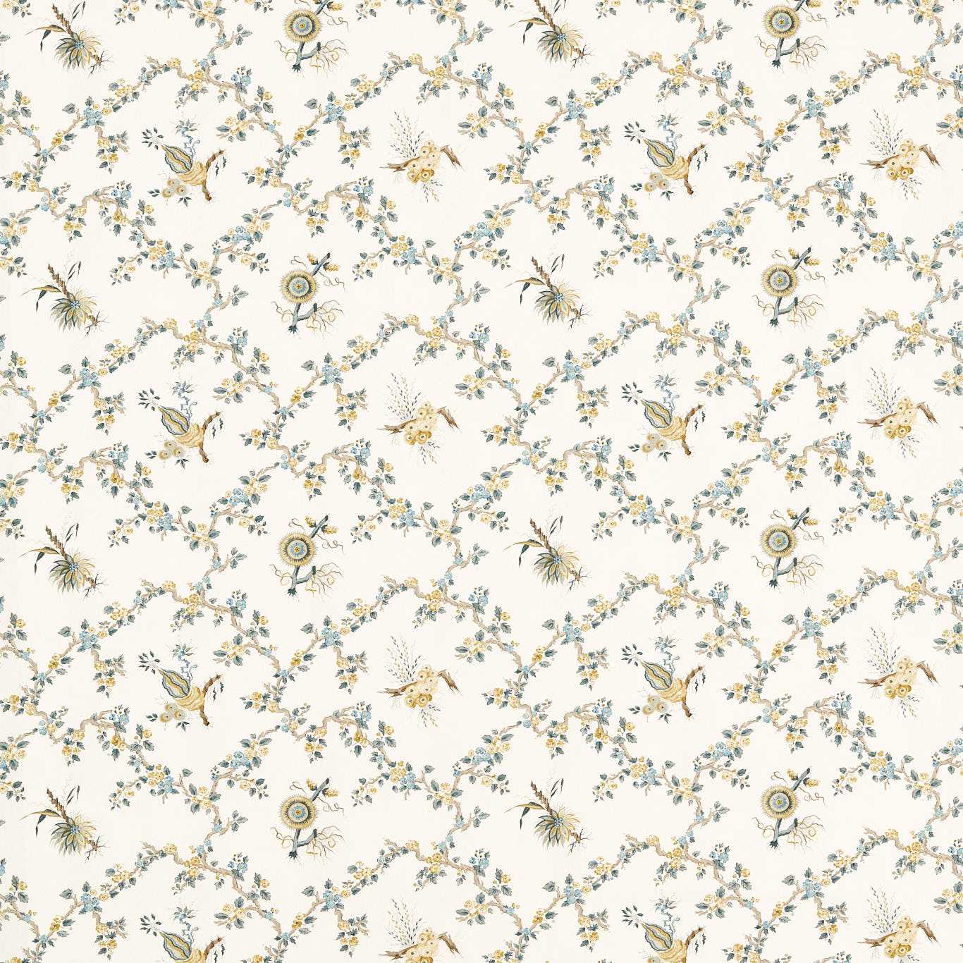 Sanderson - Trelliage Chamomile/Chalk Fabric - DGDF227177 - Morris Wallpaper