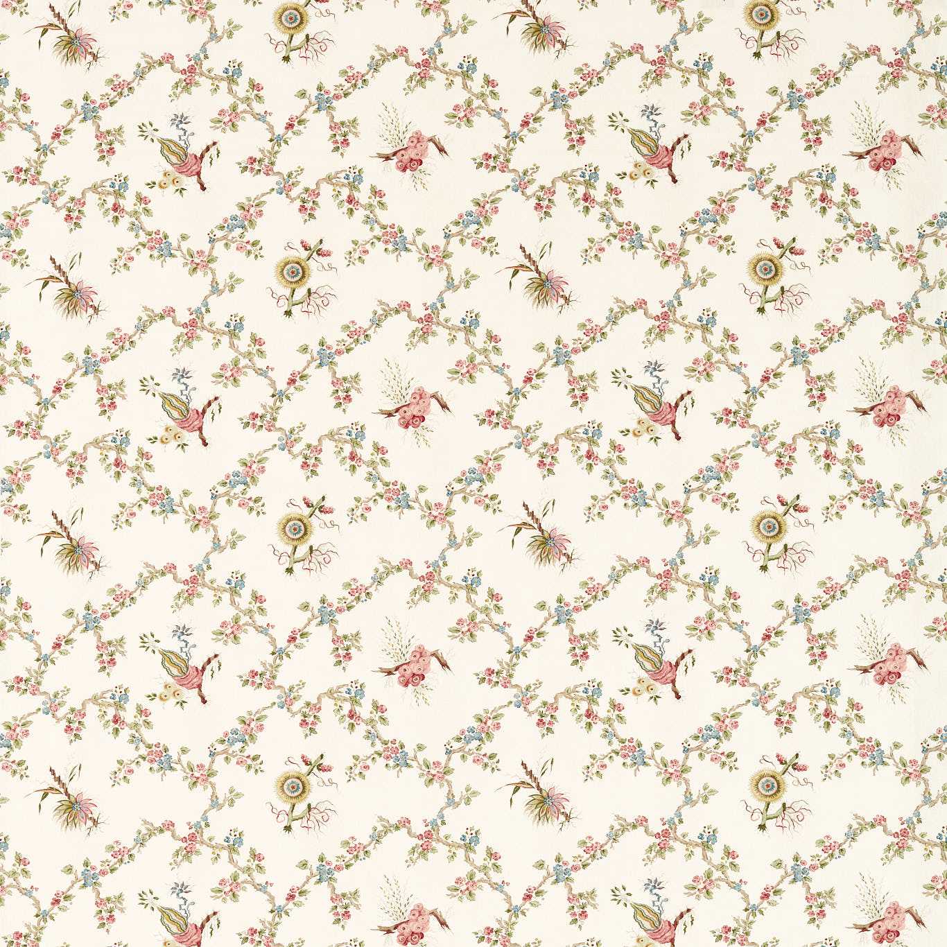 Sanderson - Trelliage Raspberry/Stone Fabric - DGDF227179 - Morris Wallpaper