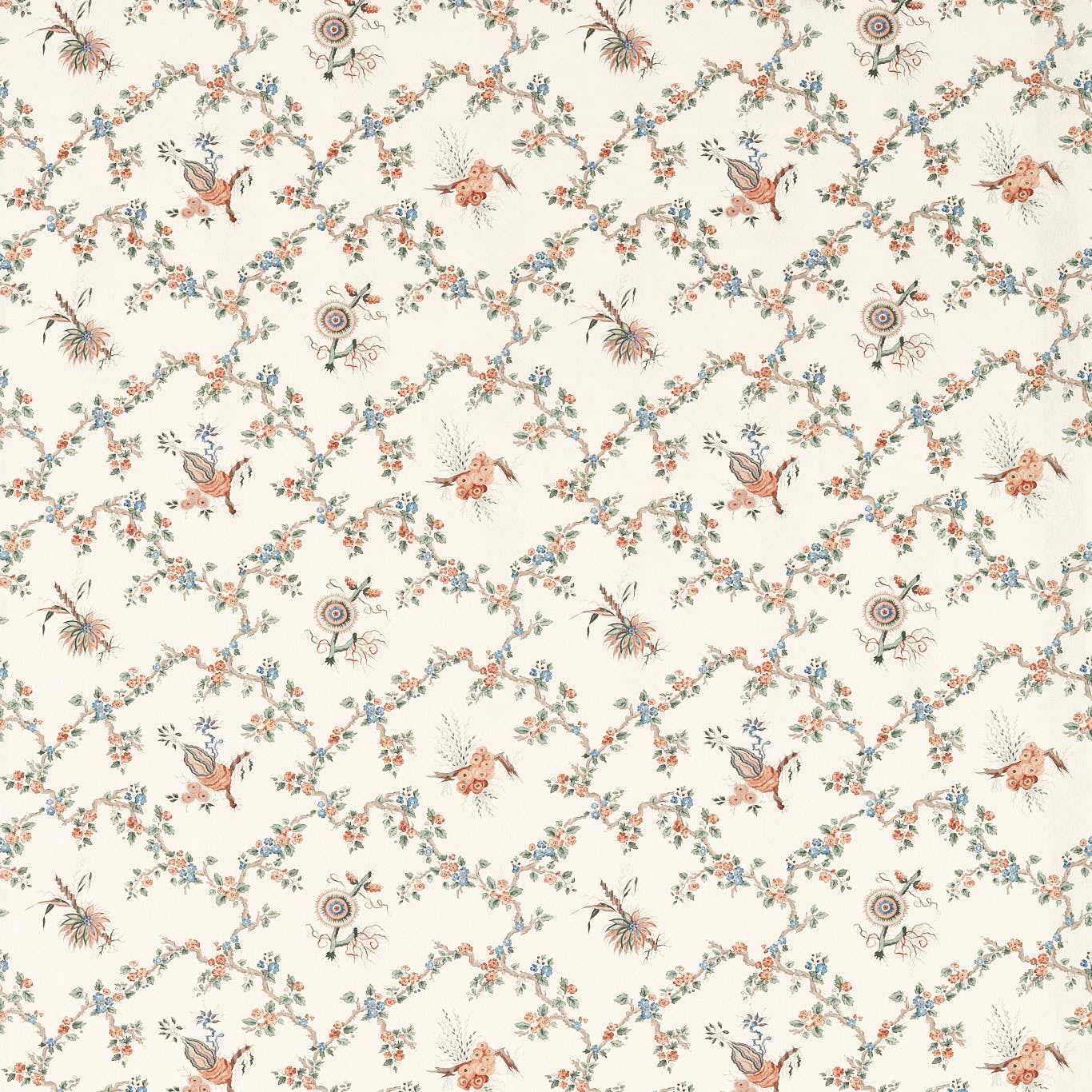 Sanderson - Trelliage Sandstone/Woad Fabric - DGDF227180 - Morris Wallpaper