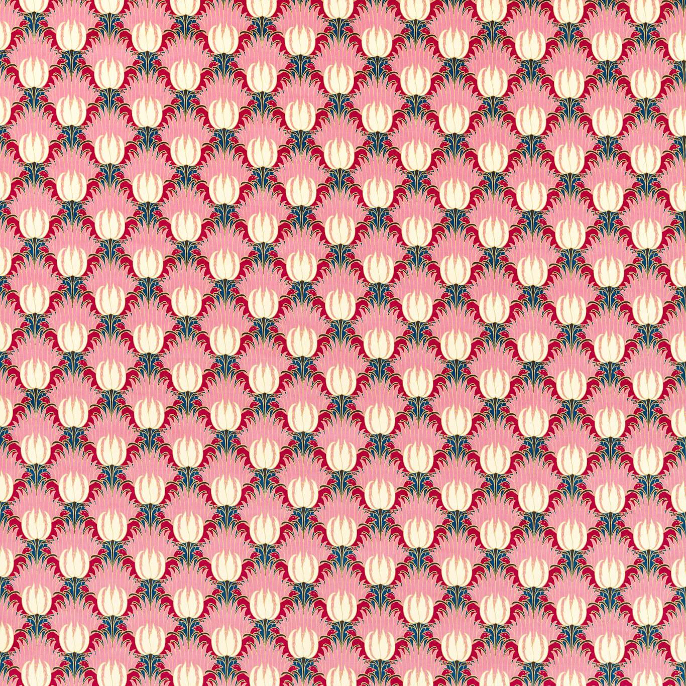 Sanderson - Tulip & Bird Amaranth & Blush Fabric - AARC520020 - Morris Wallpaper