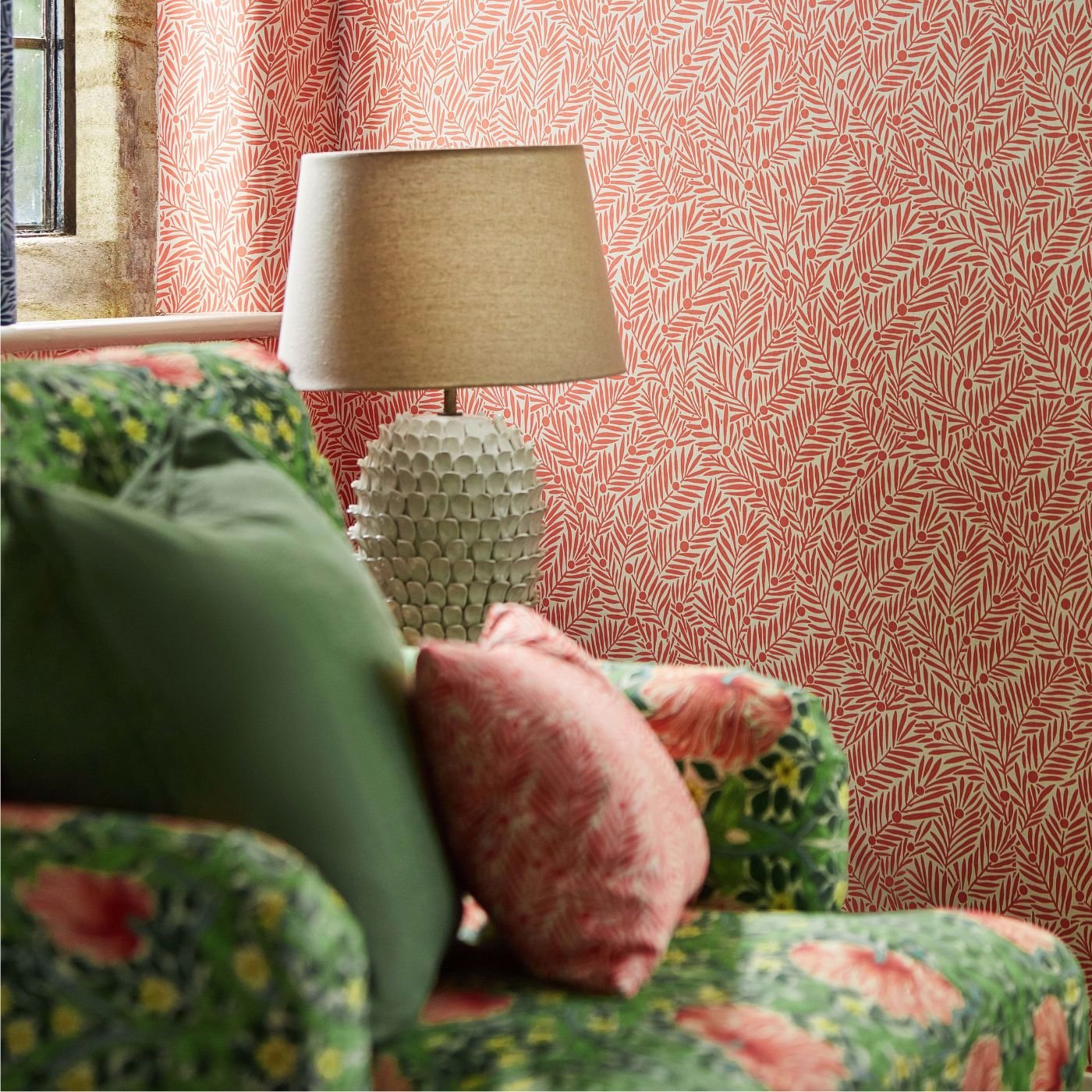 Sanderson - Yew & Aril Watermelon Wallpaper - MVOW217348 - Morris Wallpaper