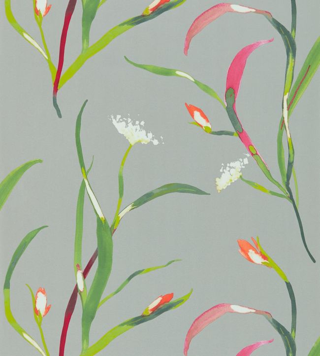 Saona Wallpaper - Papaya/Silver - HZAP111759 - Harlequin - Morris Wallpaper