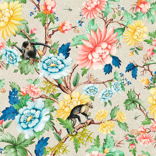 Sapphire Garden Wallpaper - Ivory - Clarke & Clarke - W0133/01 - Morris Wallpaper