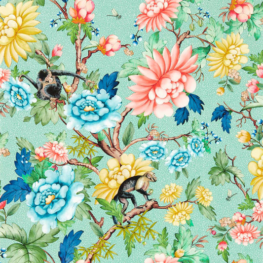 Sapphire Garden Wallpaper - Mineral - Clarke & Clarke - W0133/02 - Morris Wallpaper
