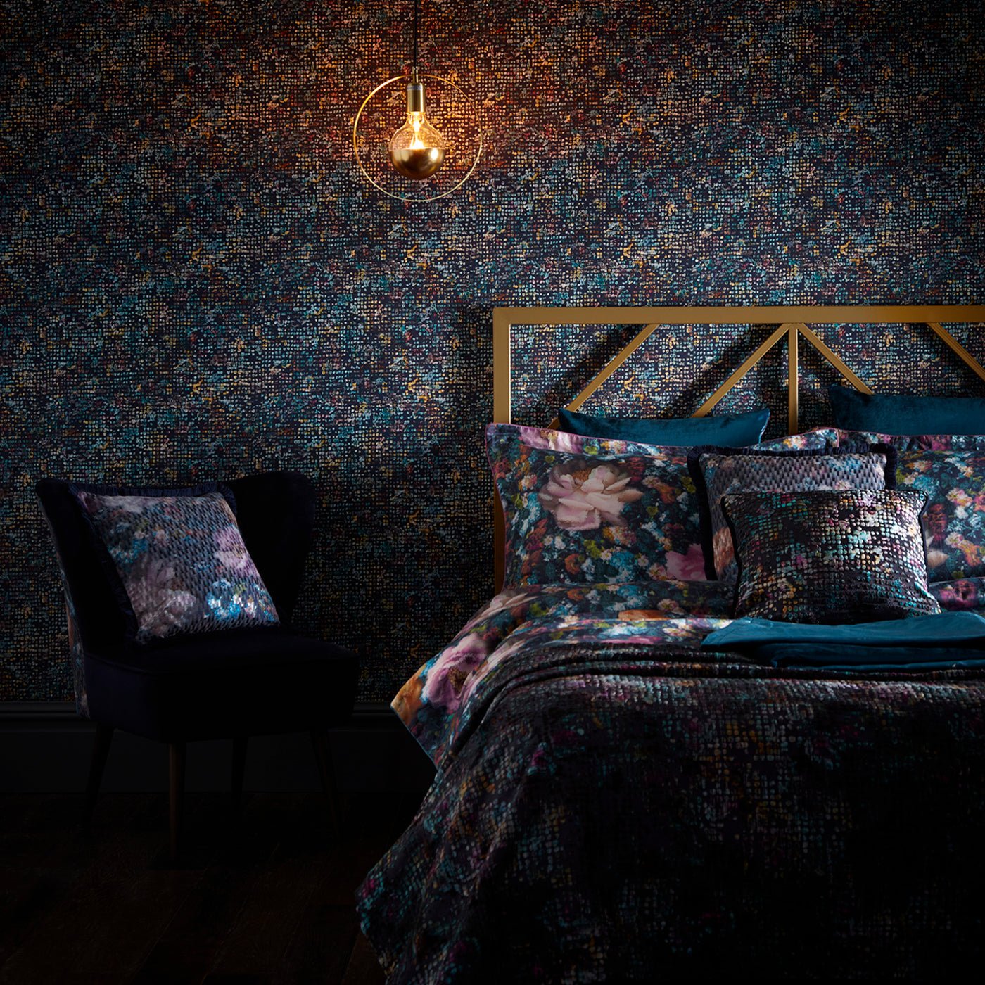 Scintilla Wallpaper - Midnight - Clarke & Clarke - W0154/01 - Morris Wallpaper