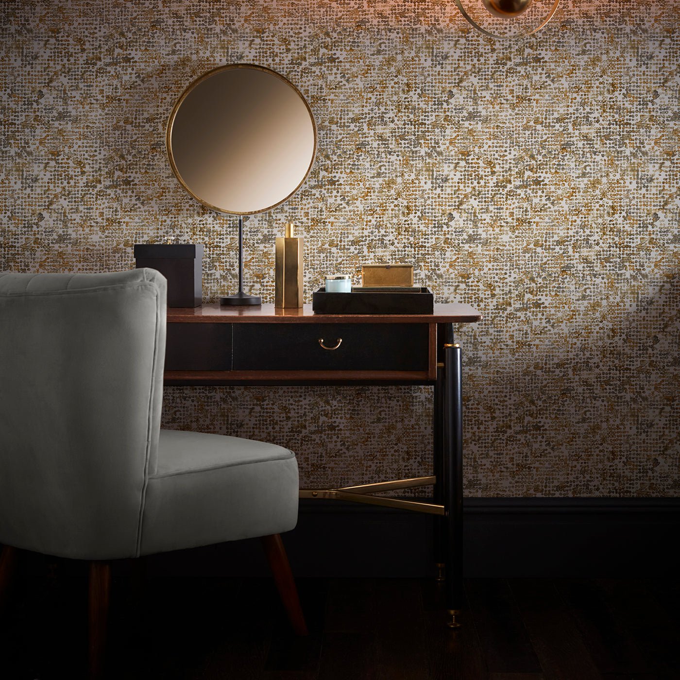 Scintilla Wallpaper - Ochre - Clarke & Clarke - W0154/02 - Morris Wallpaper