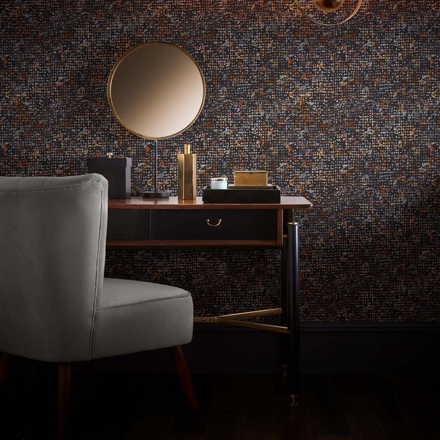 Scintilla Wallpaper - Spice/Dusk - Clarke & Clarke - W0154/03 - Morris Wallpaper