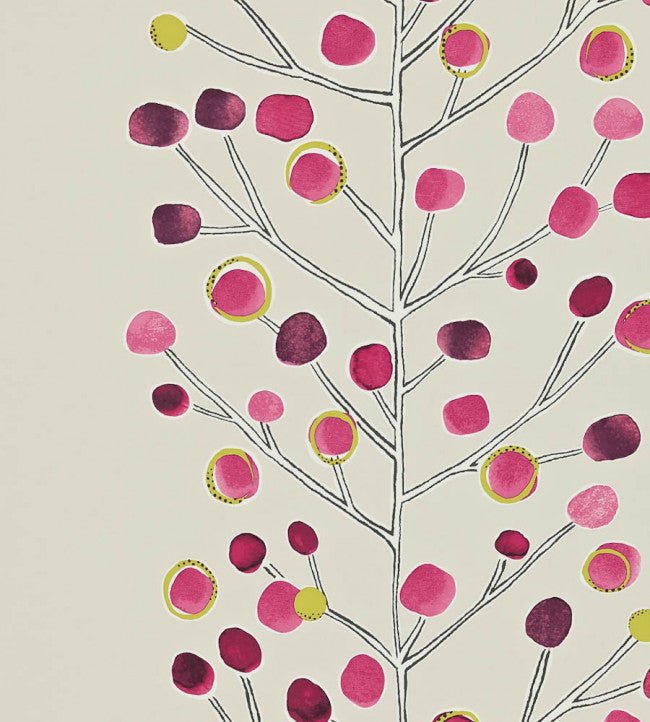 Berry Tree Wallpaper - Mink / Plum / Berry / Lime - 110204 - Scion