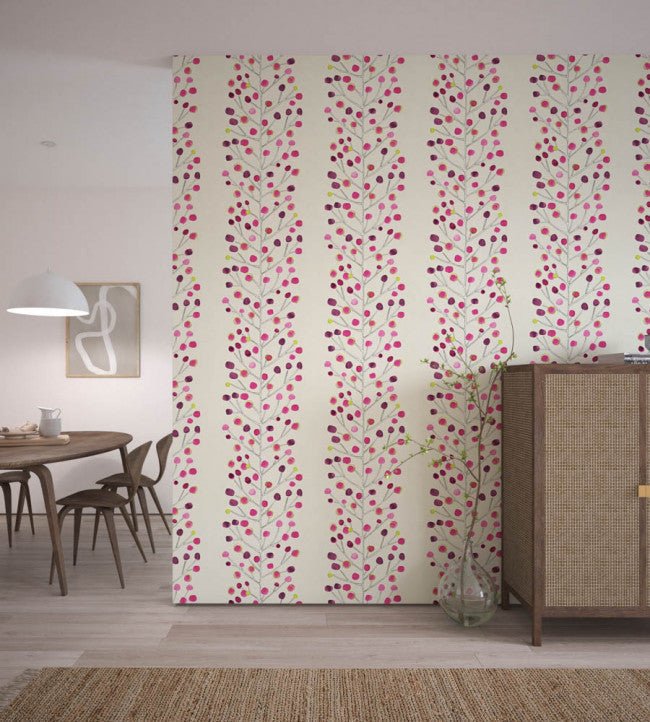 Berry Tree Wallpaper - Mink / Plum / Berry / Lime - 110204 - Scion