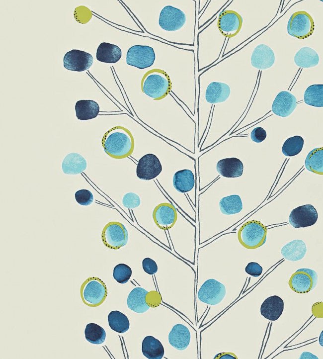 Berry Tree Wallpaper - Peacock / Powder Blue / Lime / Neutral - 110205 - Scion