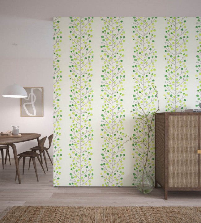 Berry Tree Wallpaper - Emerald / Lime / Chalk - 110206 - Scion