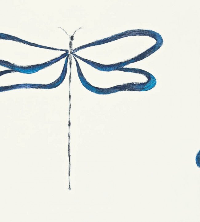 Dragonfly Wallpaper - Indigo / Peacock / Chalk - 110246 - Scion