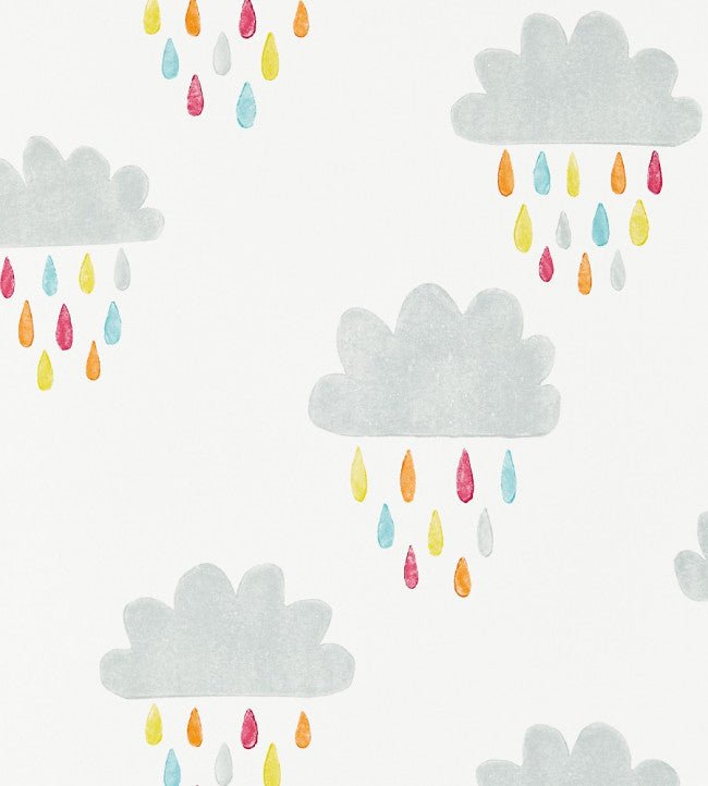 April Showers Wallpaper - Citrus / Lagoon / Poppy - 111269 - Scion