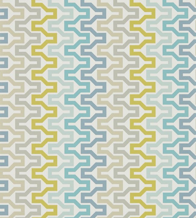 Sioux Wallpaper - Marine / Midnight / Kiwi - 111834 - Scion