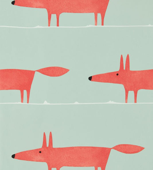 Mr Fox Wallpaper - Sage / Poppy - NART112792 - Scion