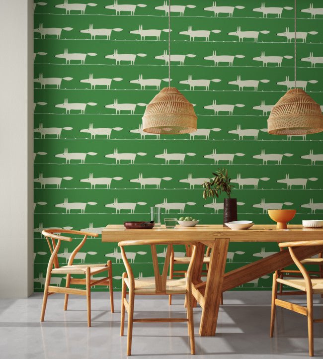 Mr Fox Wallpaper - Mint Leaf - NART112793 - Scion