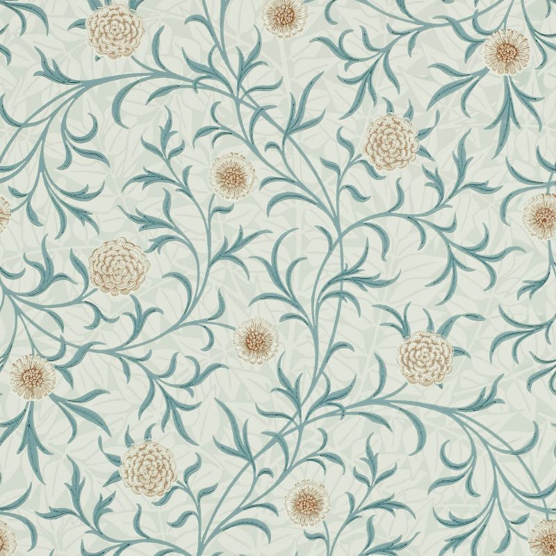 Scroll Wallpaper - Loden/Slate - Morris & Co - 210362 - Morris Wallpaper