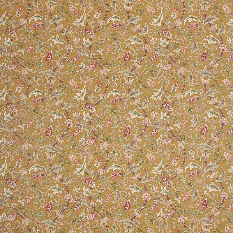 Scrolling Tulip Fabric - Gold - Morris & Co - 227361 - Morris Wallpaper
