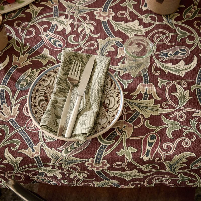 Scrolling Tulip Fabric - Plum - Morris & Co - 227362 - Morris Wallpaper