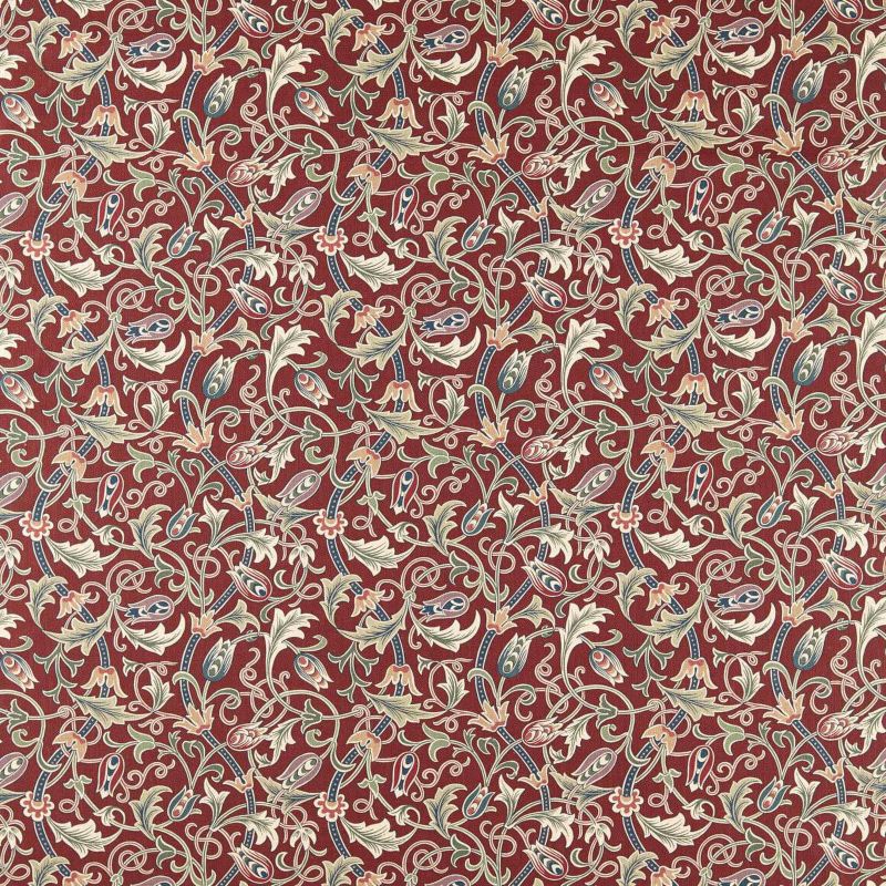 Scrolling Tulip Fabric - Plum - Morris & Co - 227362 - Morris Wallpaper