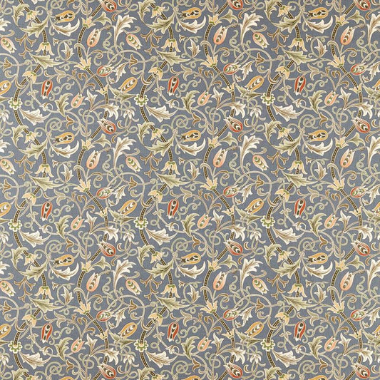 Scrolling Tulip Fabric - Slate/Apricot - Morris & Co - 227360 - Morris Wallpaper