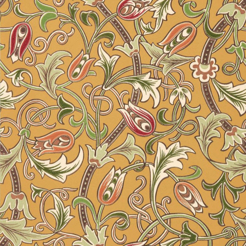 Scrolling Tulip Wallpaper - Gold - Morris & Co - 217564 - Morris Wallpaper
