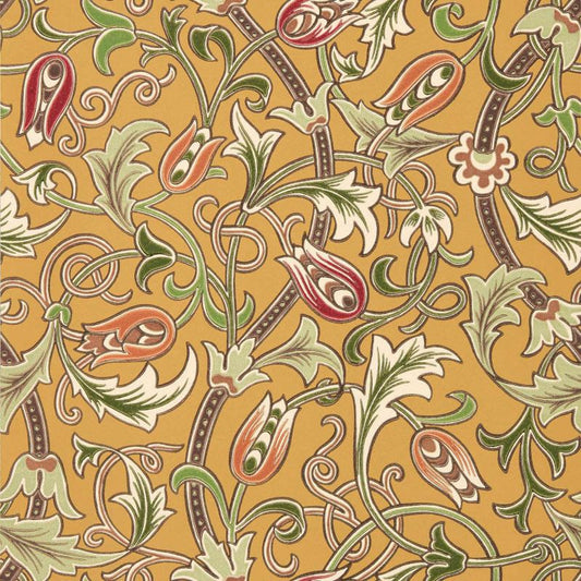 Scrolling Tulip Wallpaper - Gold - Morris & Co - 217564 - Morris Wallpaper