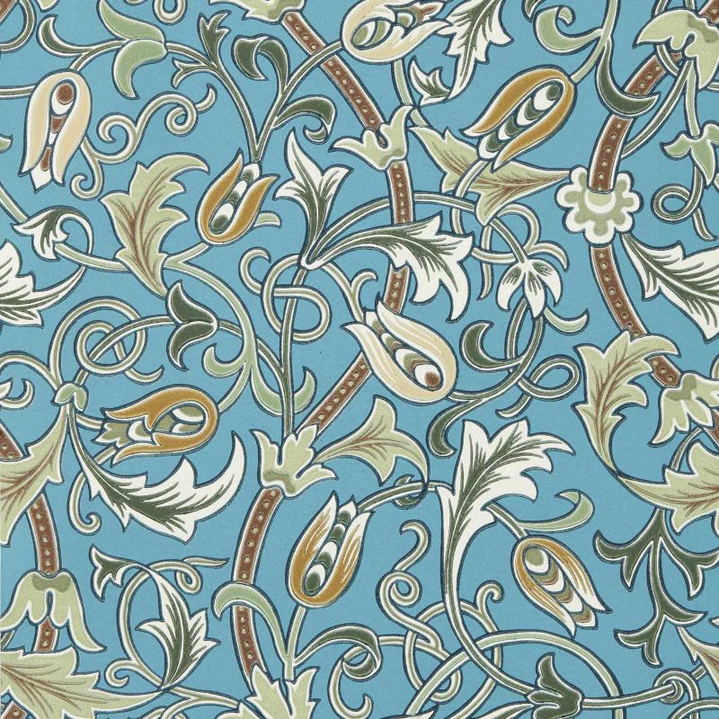 Scrolling Tulip Wallpaper - Woad/Thyme - Morris & Co - 217565 - Morris Wallpaper