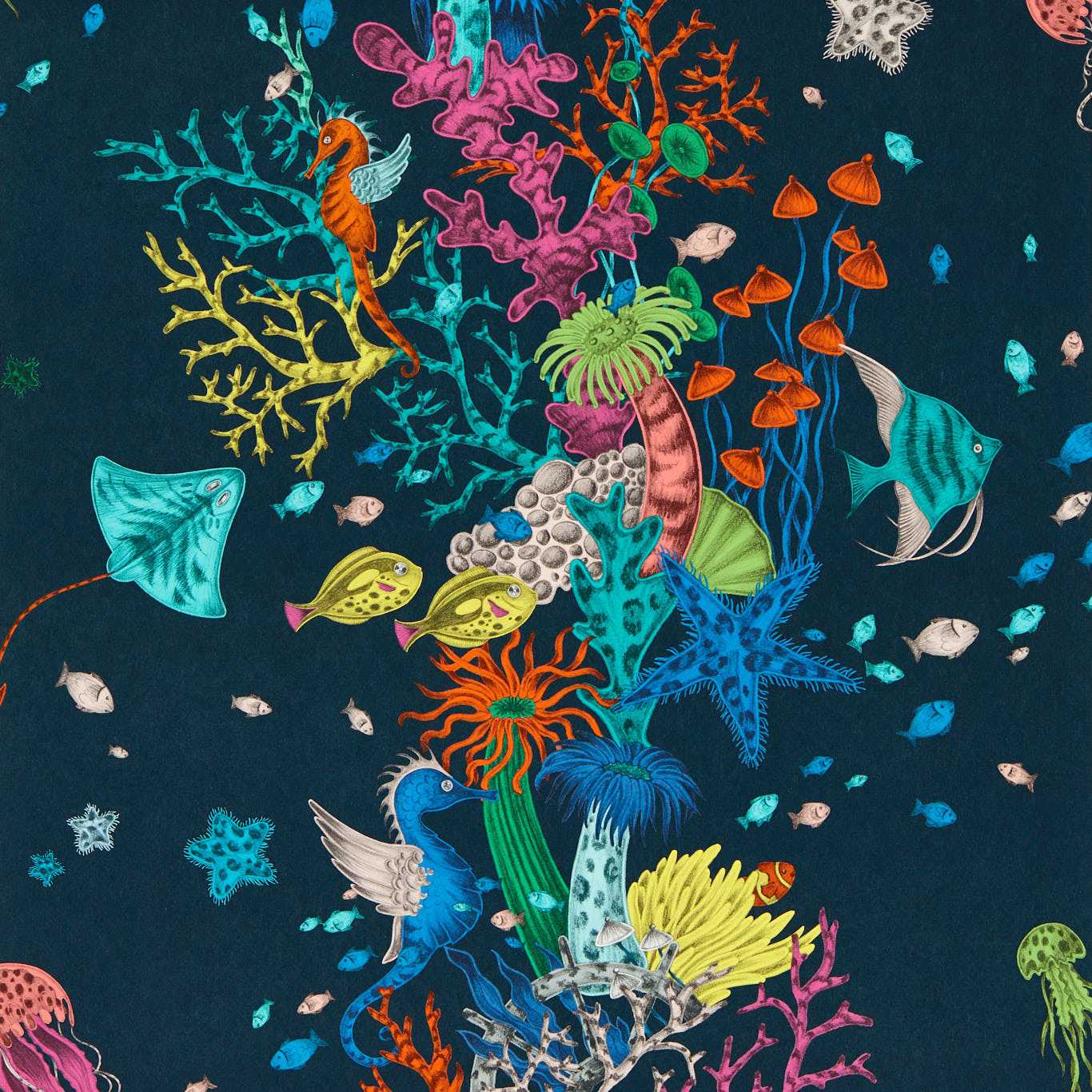 Seaforest Wallpaper - Navy - Clarke & Clarke - W0218/04 - Morris Wallpaper