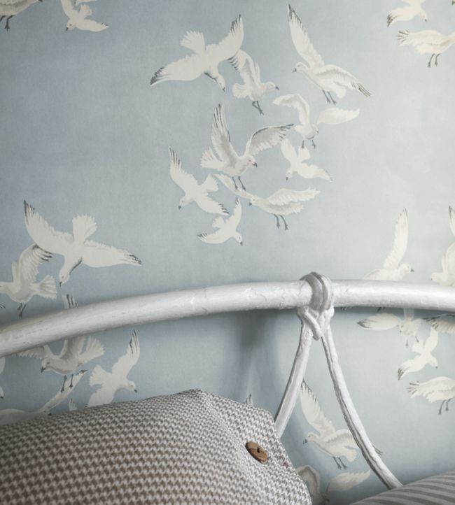 Seagulls Wallpaper - Stone - DVIN214587 - Sanderson - Morris Wallpaper