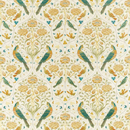 Seasons By May Embroidery Fabric - Sea Glass/Brick - Morris & Co - 236826 - Premier Wallcovering