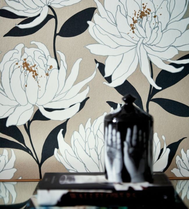 Sebal Wallpaper - Platinum/Ebony - HSAW112130 - Harlequin - Morris Wallpaper