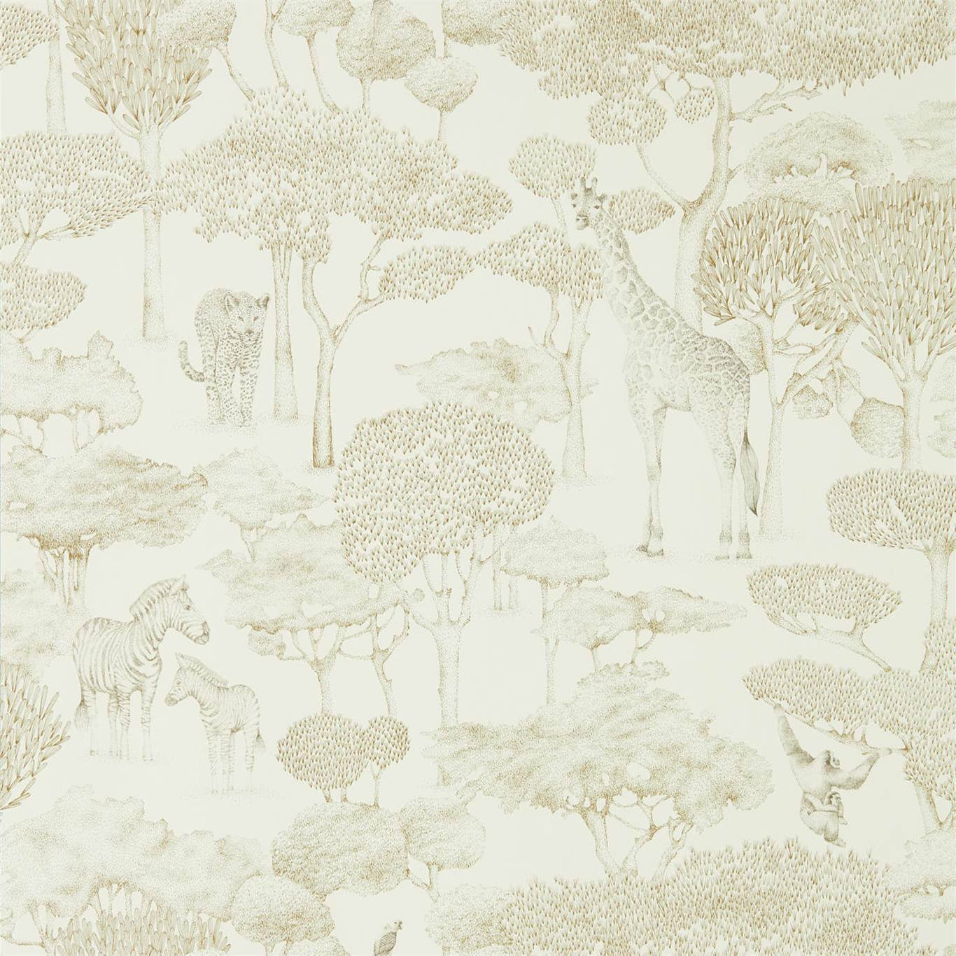 Shamwari Wallpaper - Chalk/Gold - Harlequin - HMIW112244 - Morris Wallpaper