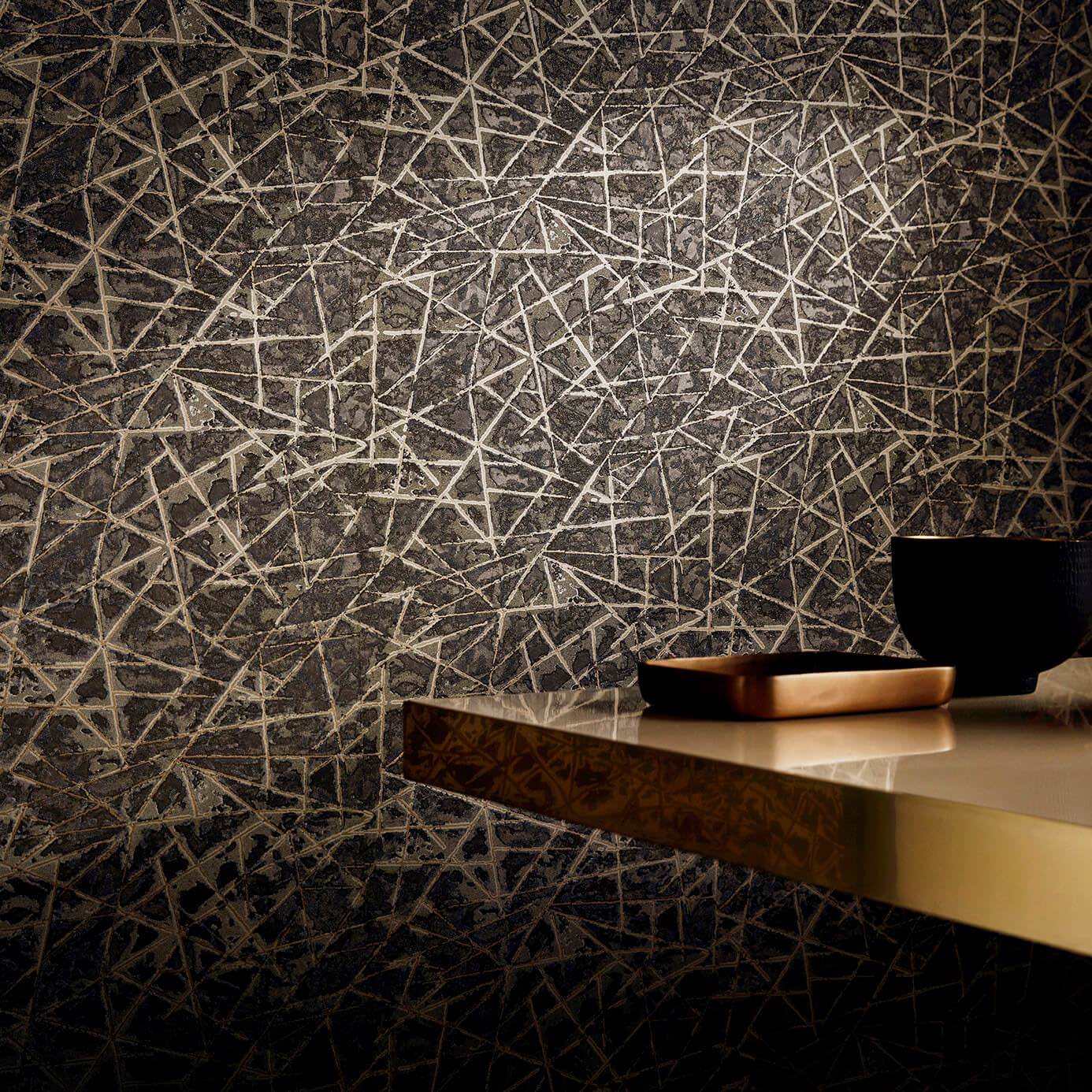 Shatter Wallpaper - Gold/Zinc - Harlequin - EANV111851 - Morris Wallpaper