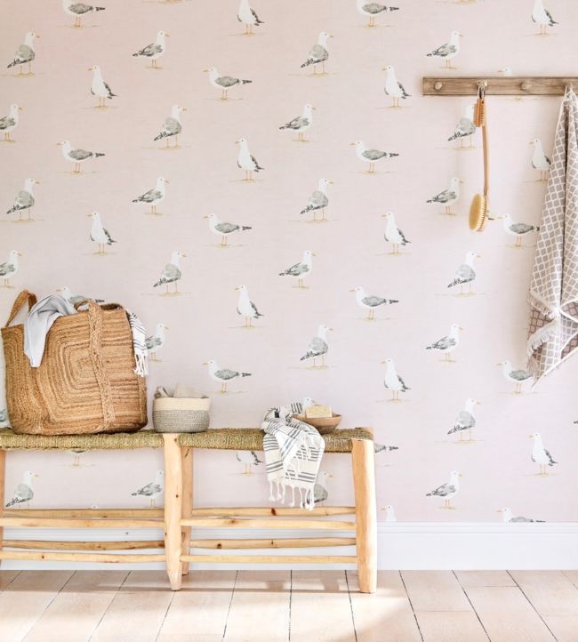 Shore Birds Wallpaper - Blush - DCOA216562 - Sanderson - Morris Wallpaper