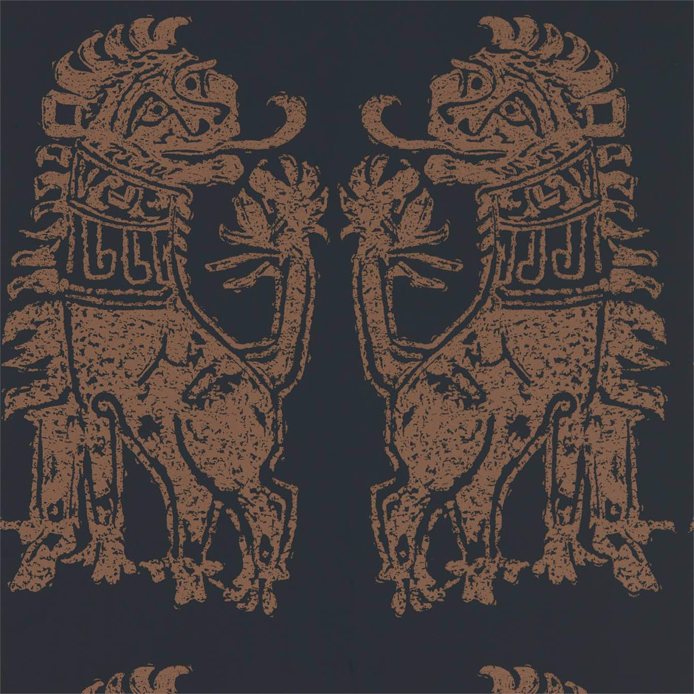 Sicilian Lion Wallpaper - Bone Black/Coppper - ZPLW312979 - Zoffany - Morris Wallpaper
