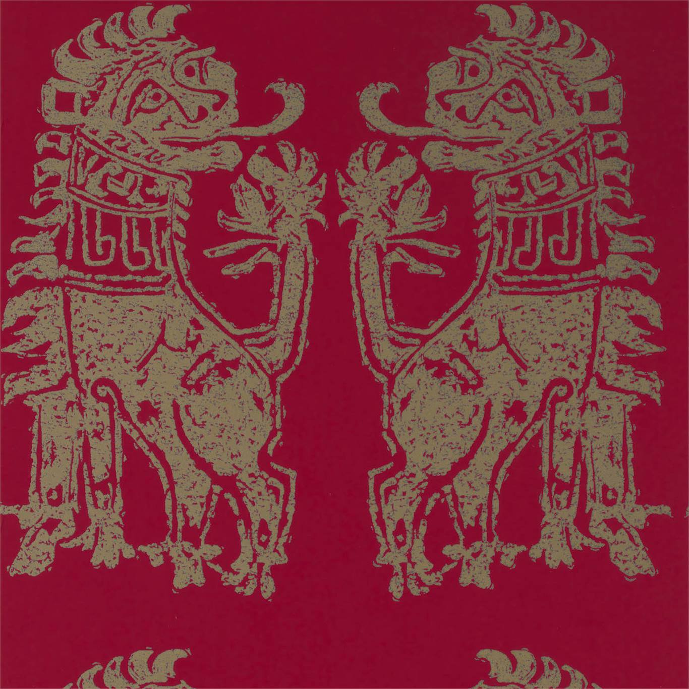 Sicilian Lion Wallpaper - Cinnabar/Bronze - ZPLW312978 - Zoffany - Morris Wallpaper