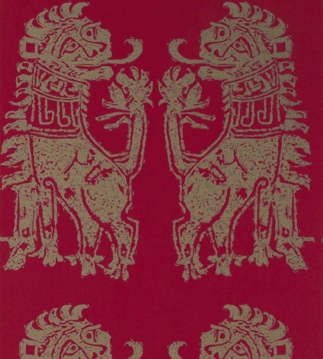 Sicilian Lion Wallpaper - Cinnabar/Bronze - ZPLW312978 - Zoffany - Morris Wallpaper