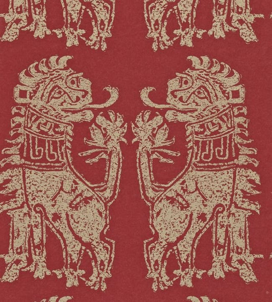 Sicilian Lions Wallpaper - Red/Gold - DVIWSI103 - Sanderson - Morris Wallpaper