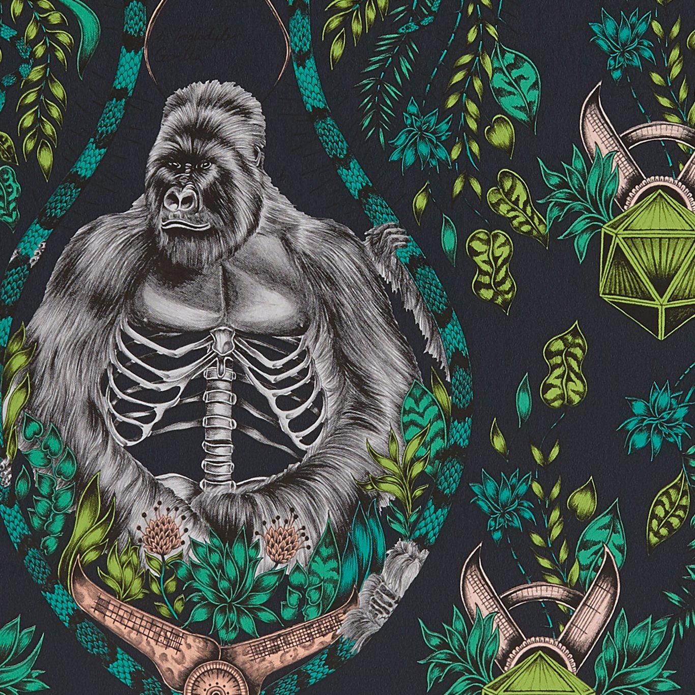 Silverback Wallpaper - Charcoal - Clarke & Clarke - W0120/01 - Morris Wallpaper