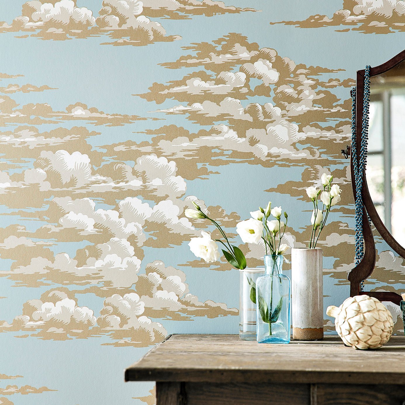 Silvi Clouds Wallpaper - English Blue - Sanderson - DYSI216601 - Morris Wallpaper
