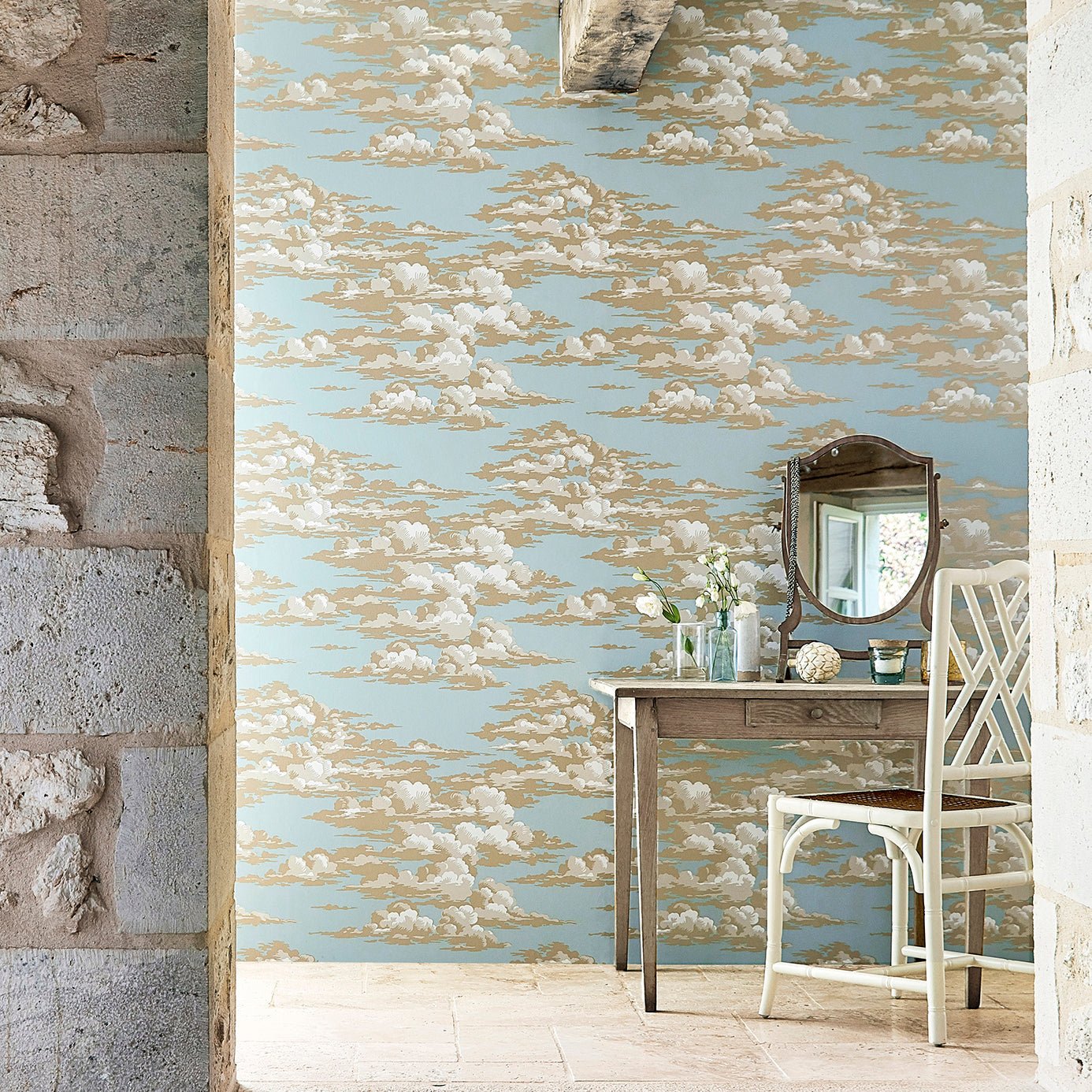 Silvi Clouds Wallpaper - Yacht Blue - Sanderson - DYSI216602 - Morris Wallpaper