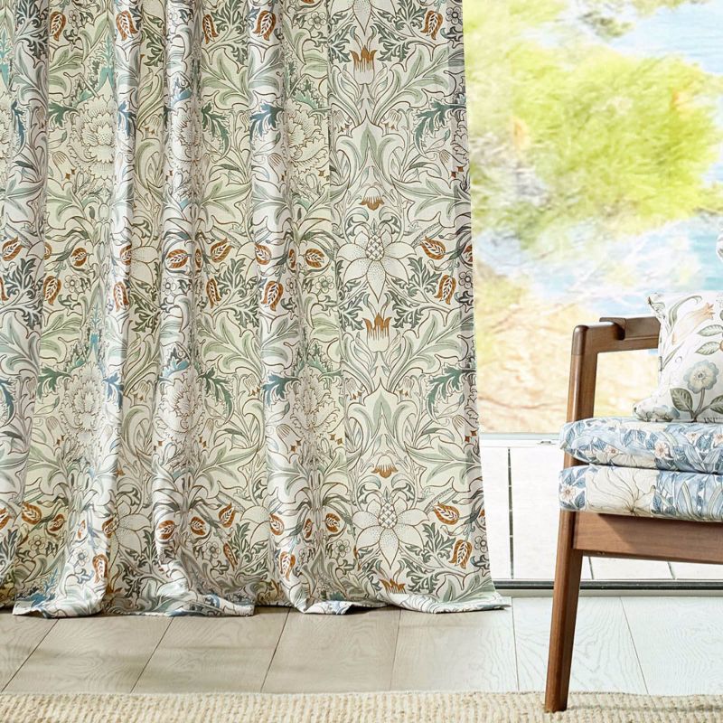 Simply Severn Wide Width Fabric - Sage Leaf/Tan - Morris & Co - 227286 - Premier Wallcovering