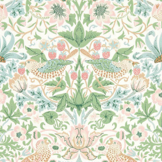 Simply Strawberry Thief Wallpaper - Cochineal Pink - Morris & Co - 217061 - Morris Wallpaper