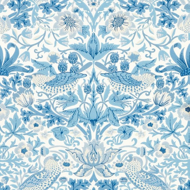 Simply Strawberry Thief Wallpaper - Woad - Morris & Co - 217058 - Morris Wallpaper