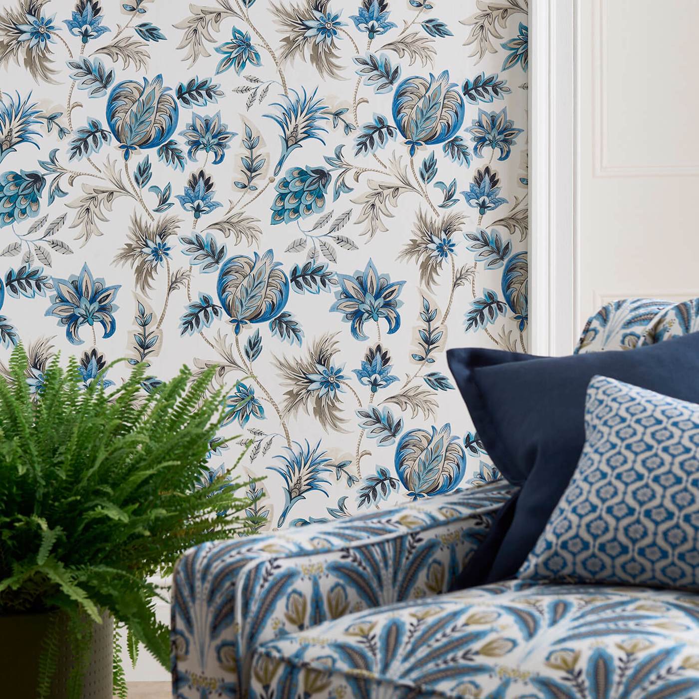 Sizergh Wallpaper - Denim - Clarke & Clarke - W0198/03 - Morris Wallpaper
