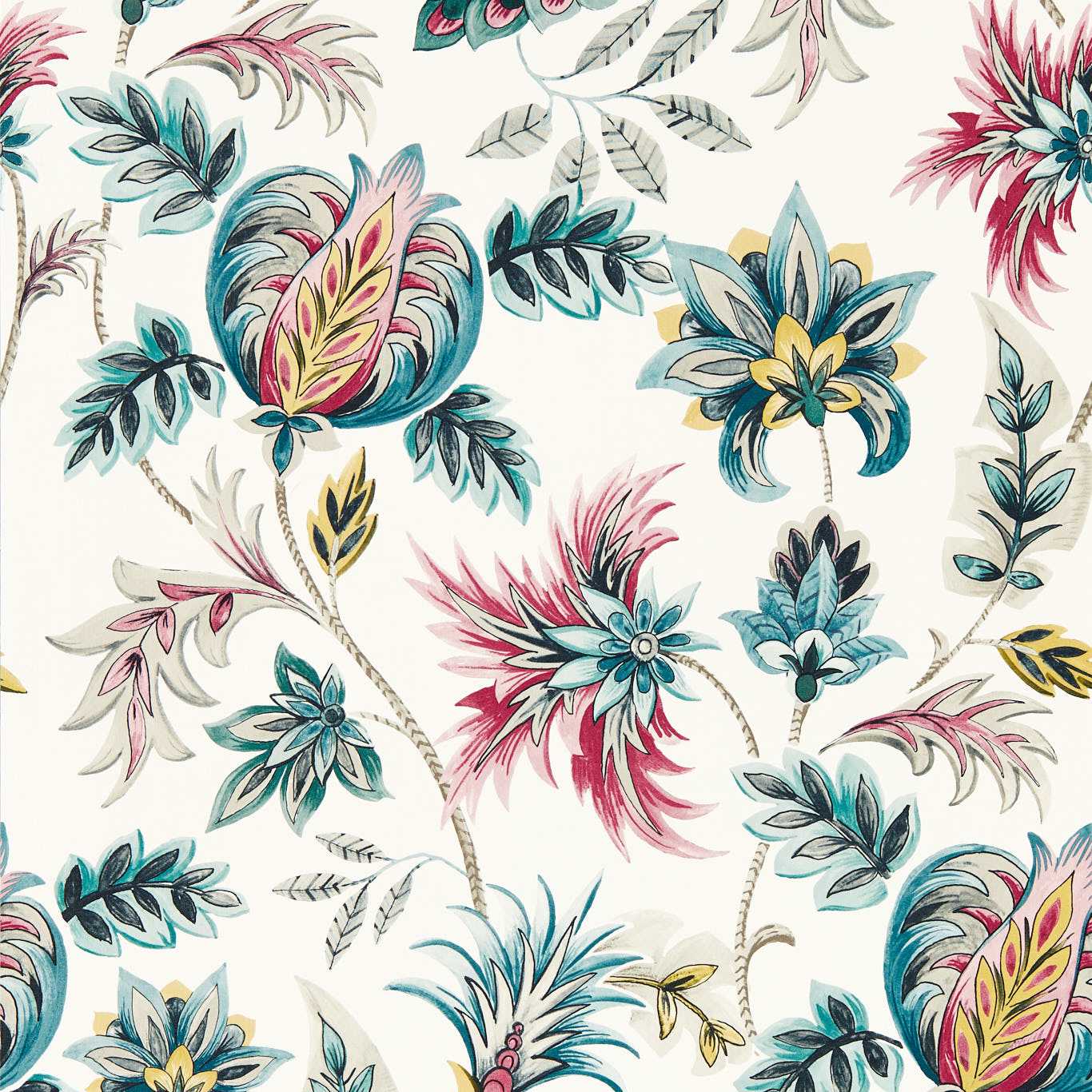 Sizergh Wallpaper - Teal/Berry - Clarke & Clarke - W0198/04 - Morris Wallpaper