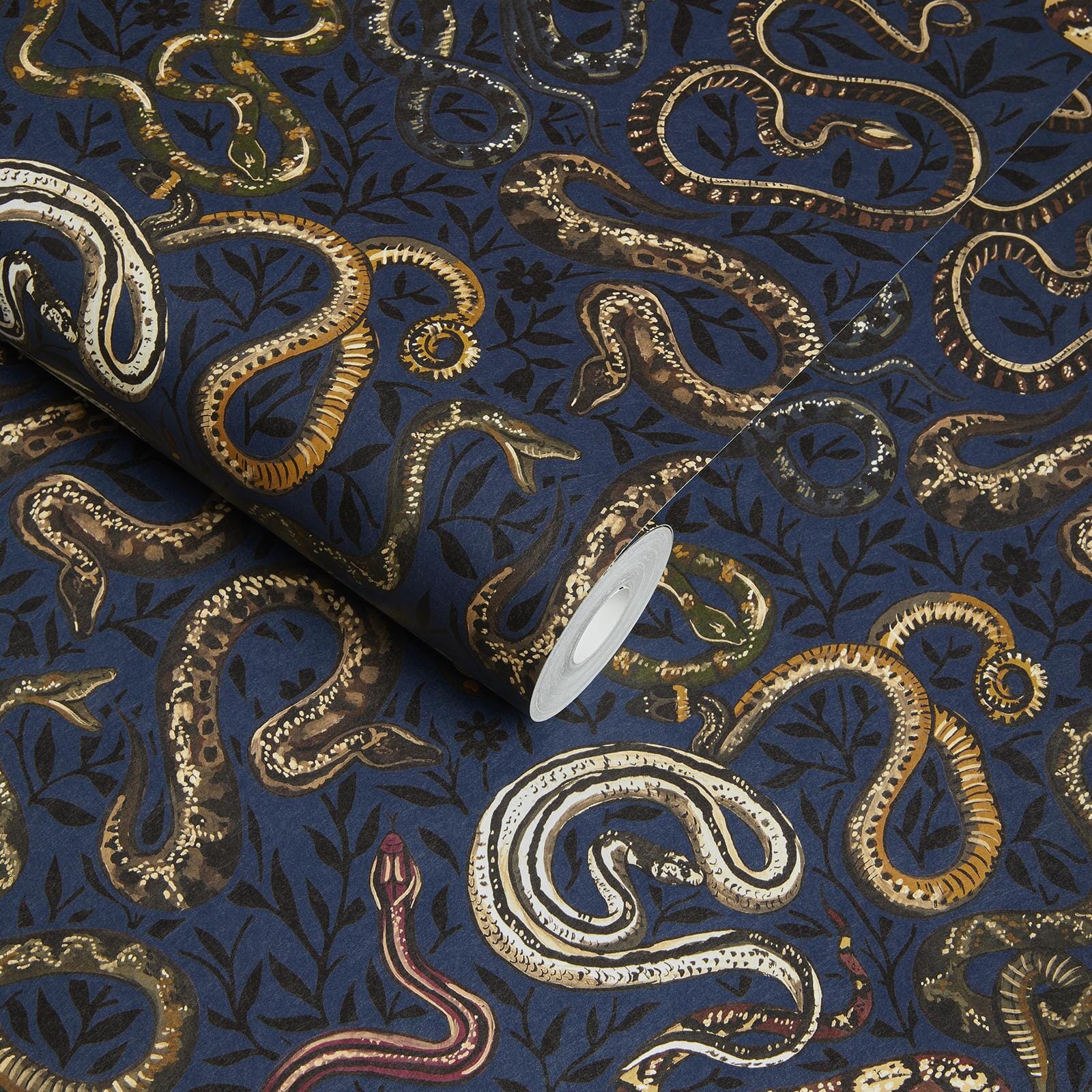 Snakes And Adders Wallpaper - Black - House of Hackney - 1-WA-SER-DI-BLK-XXX - Morris Wallpaper